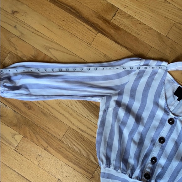 Blue Striped Crop Button Down - Picture 9 of 12
